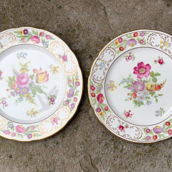 Dresden Sprays Salad Plate Set, Hammersley, English Bone China Vintage Florals - Picture 1 of 7